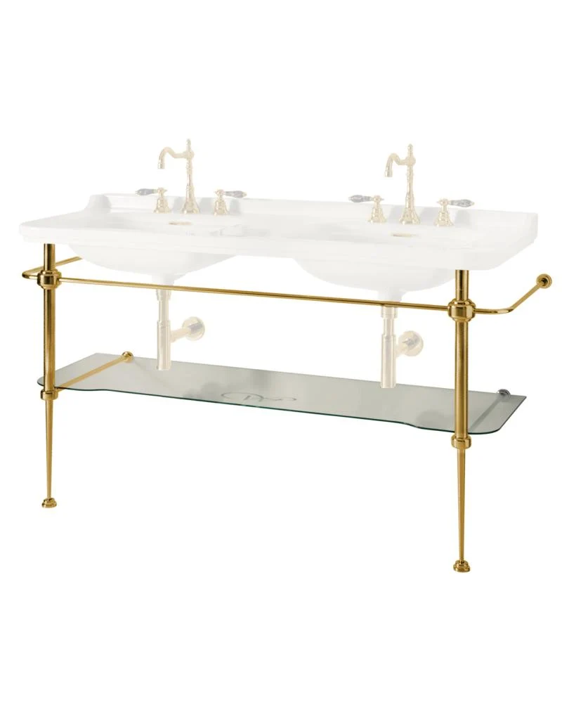 Art Deco bronsställning med glashylla - Till dubbeltvättställ 158 cm