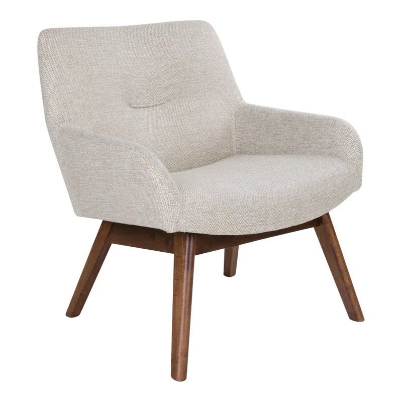 London Lounge Chair - fåtölj, tyg/valnötsträ, sand, 63 × 65 × 73 cm