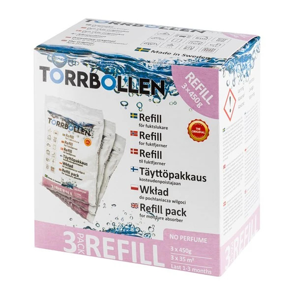 Torrbollsrefiller utan doft. 3-pack.