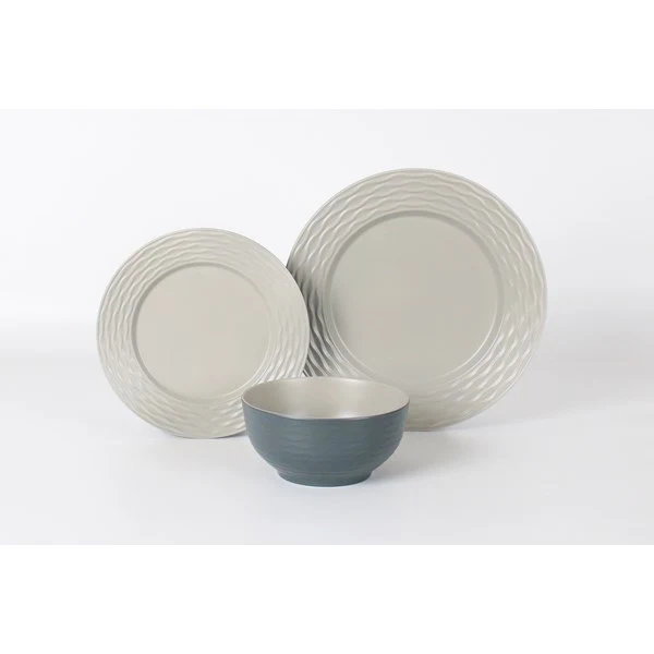 Melaminservis Ripple Sand. 12 delar