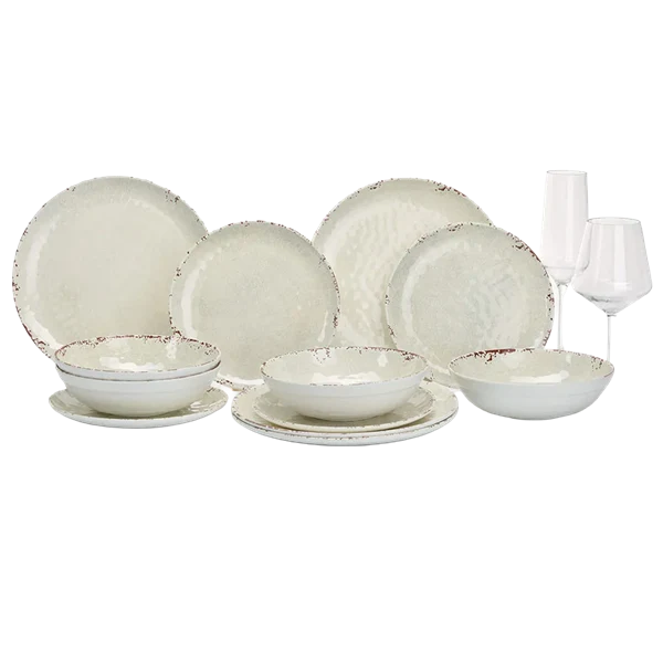 Flamefield Melaminservis Rustic Pearl 12-delar