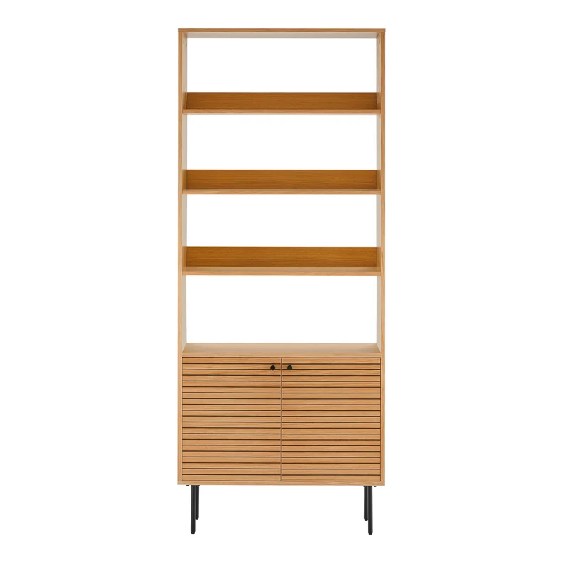 Kyoto Book Shelf - Oak veneer, Melamine, MDF, Stål, Ek , 80 × 30 × 200 cm