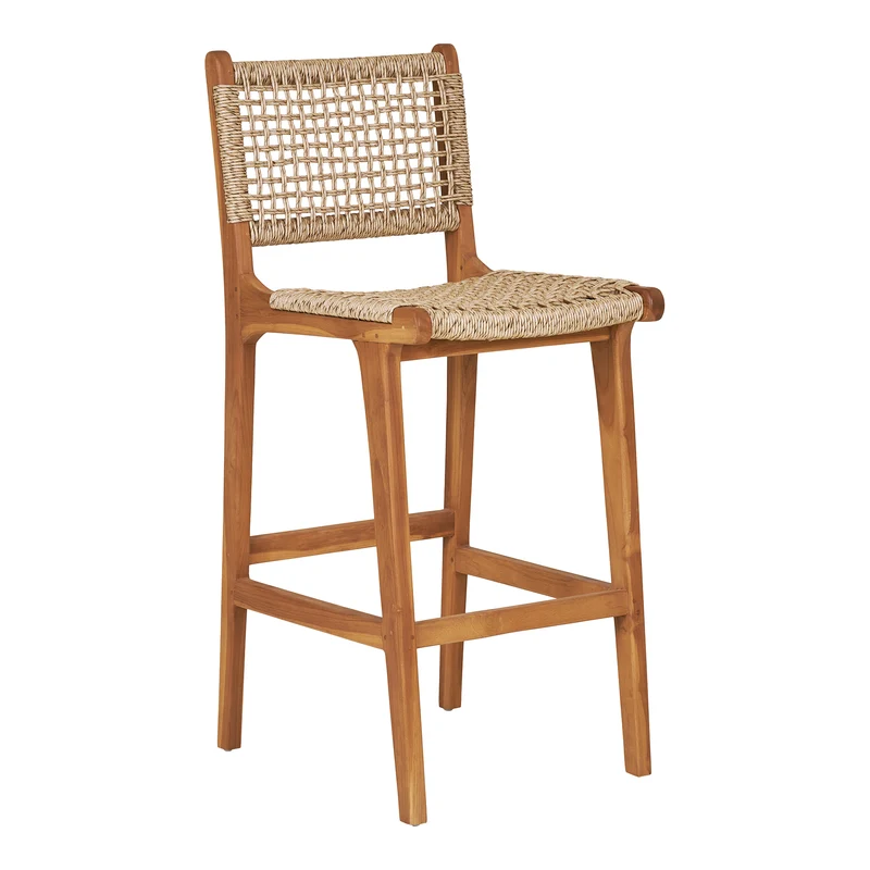 Derby barstol - Teak, polyrattan, Naturell