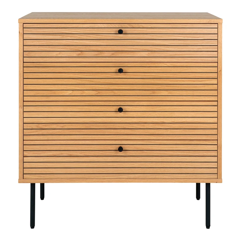 Kyoto Byrå - 4 lådor, ekfanér, natur, 80 × 40 × 85 cm