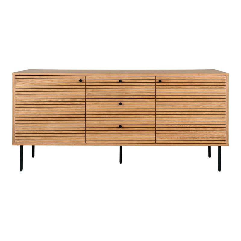 Kyoto skänk - 3 lådor, 2 dörrar, ekfanér, natur, 150x40x74 cm