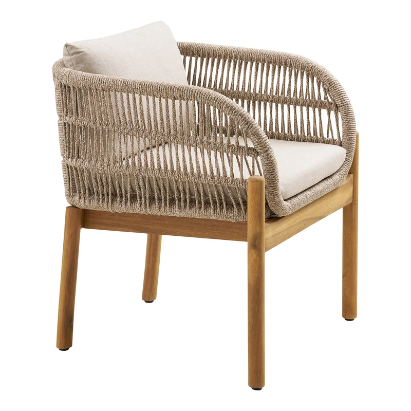 Terracina Matstol - akacia, rep, stål, brun/beige, 64 × 67 × 77 cm