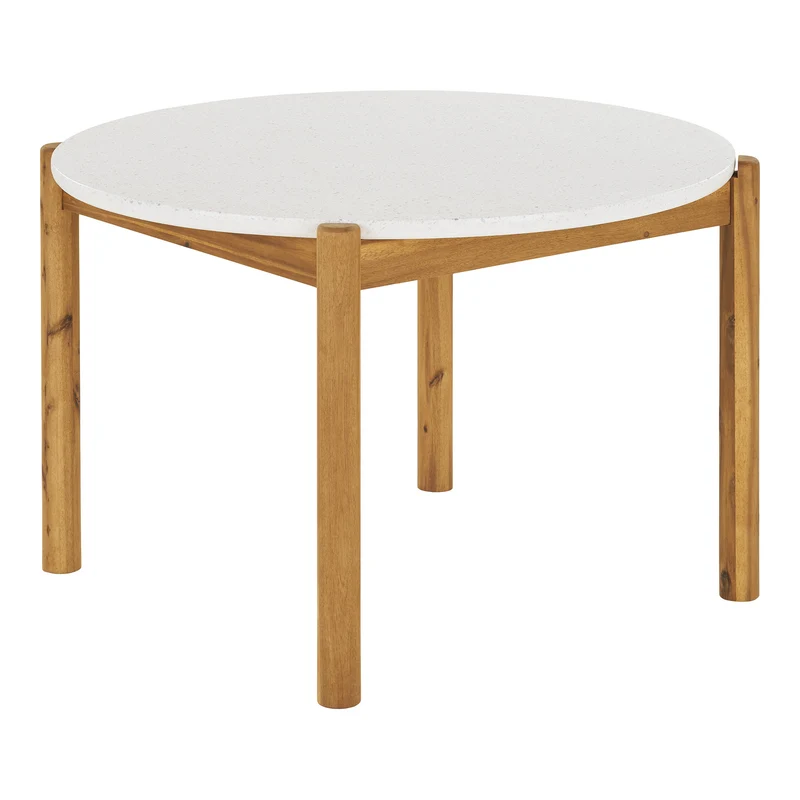 Terracina Matbord - runt, akacia/terrazzo, naturell/vit, 120 × 120 × 76 cm