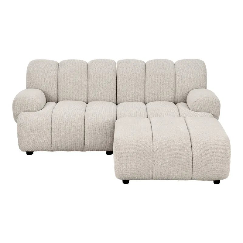 Taza 2,5-sits modulsofa med puff - högervänd, polyester, sand, 190 × 95-175 × 77 cm