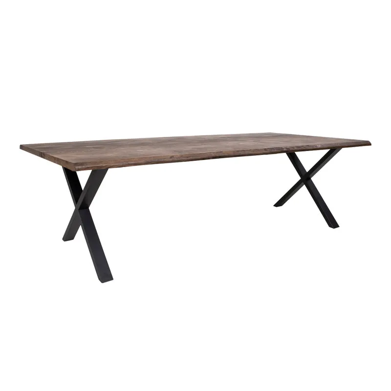 Toulon matbord - rökoljad ek med vågig kant, förberett för iläggsskivor 100x300x75 cm
