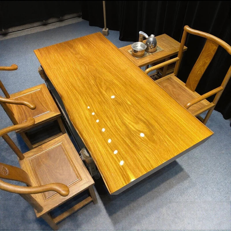 Live Edge Teak Wood Slab Table