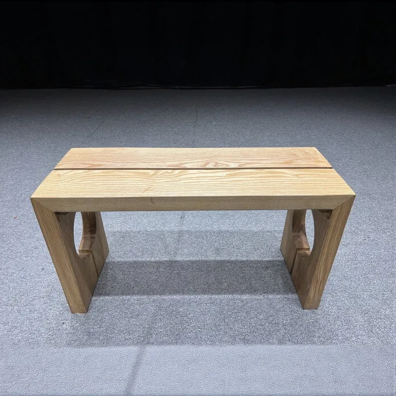 Mortise-Tenon Structure White Ash Wood Bench with Hole