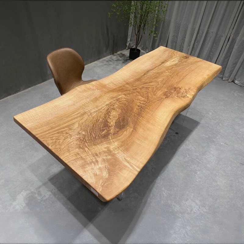 Celestial Ash Wood Slab Dining Table