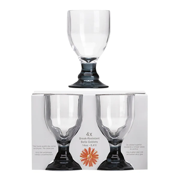 Flamefield glas Goblet. 4-pack. Rökfärgad fot.
