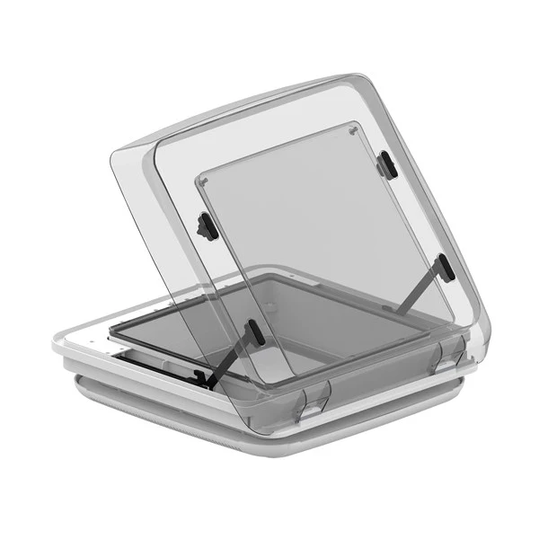 Fiamma taklucka Vent F Pro. Crystalfärgad lucka med vit neutral sarg.
