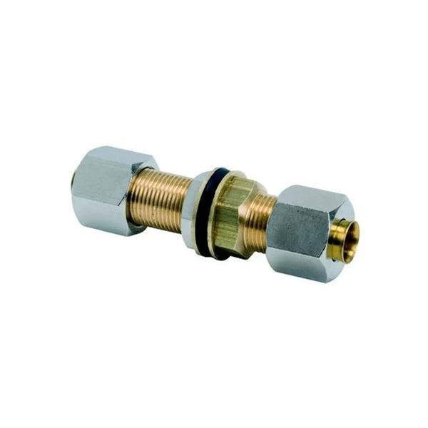 Skottgenomgång i mässing för max 10 mm tjocklek. För Ø 8 mm rör.