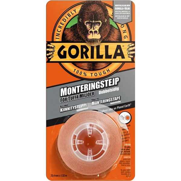 Gorilla monteringstejp. 1,52 m x 24,4 mm