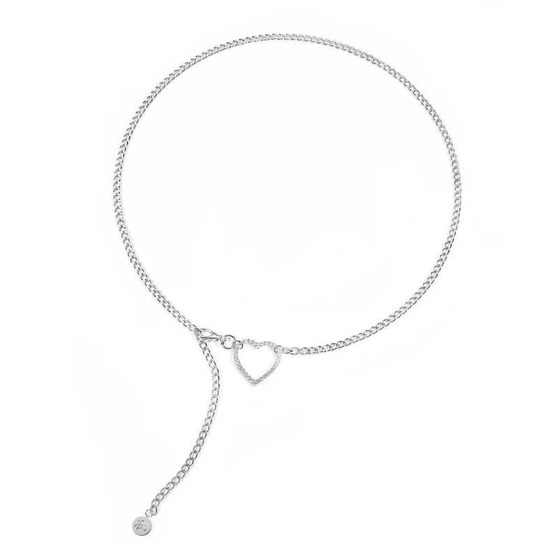 Vibholm X Julie Elgaard - My Heart bälteskedja, 107 cm - Rodiumpläterad mässing