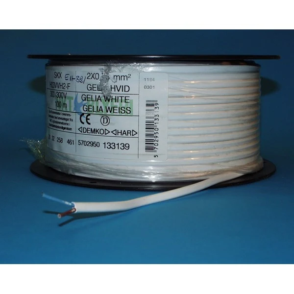 Dubbelledare 250V SKX. Vit 2 x 0,75 mm2