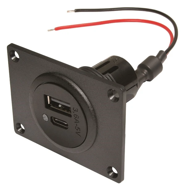 VÄGGUTTAG USB-C/A 12-24V DC/5V DC
