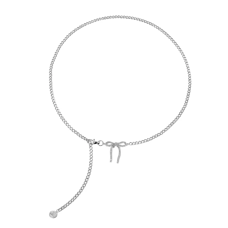 Vibholm X Julie Elgaard - Forever Bow bälteskedja, 107 cm - Rodiumpläterad mässing