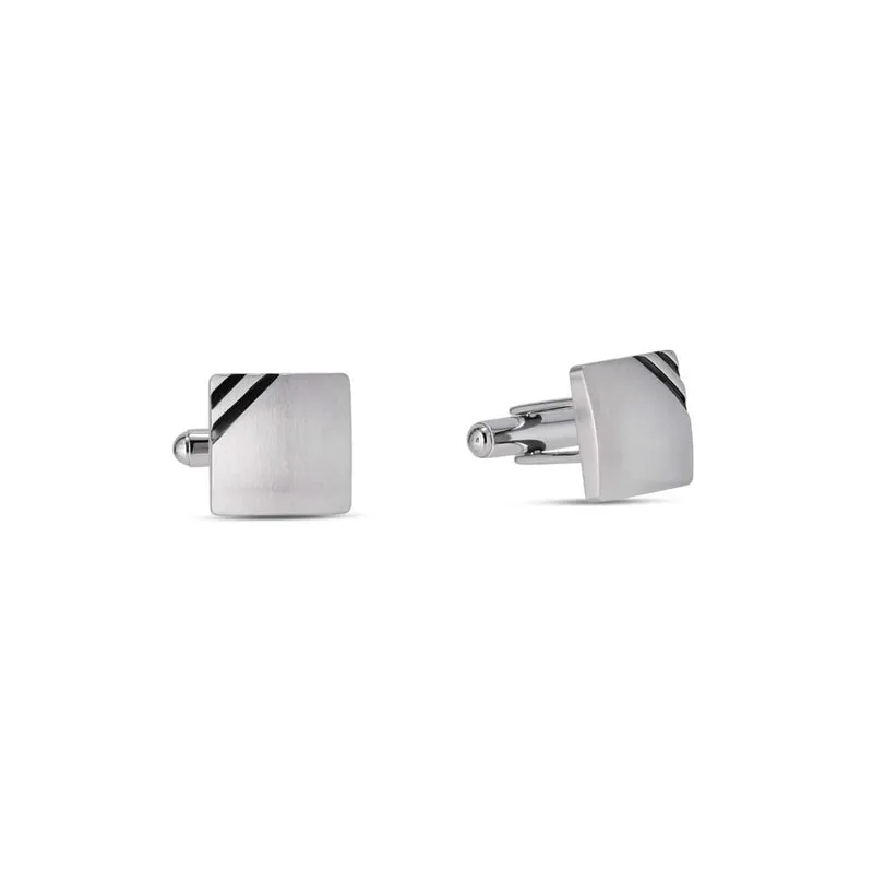 MAEND - Manschettknappar med svart IP, 14x14 mm - Rostfritt stål