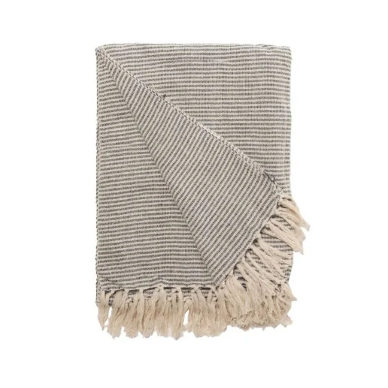 Vibholm - Pläd Braid Vit & Svart - Återvunnen textil