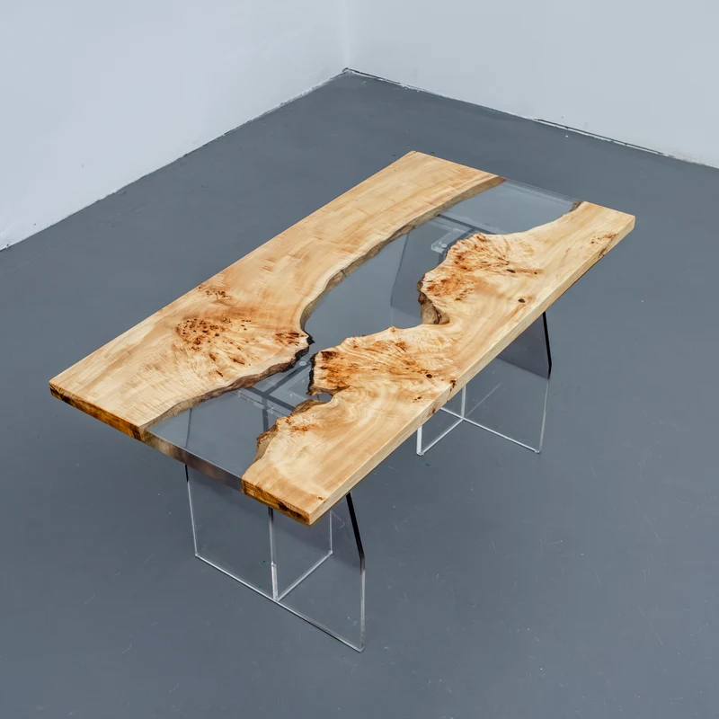 Serene Lake Poplar Wood Epoxy Resin Table