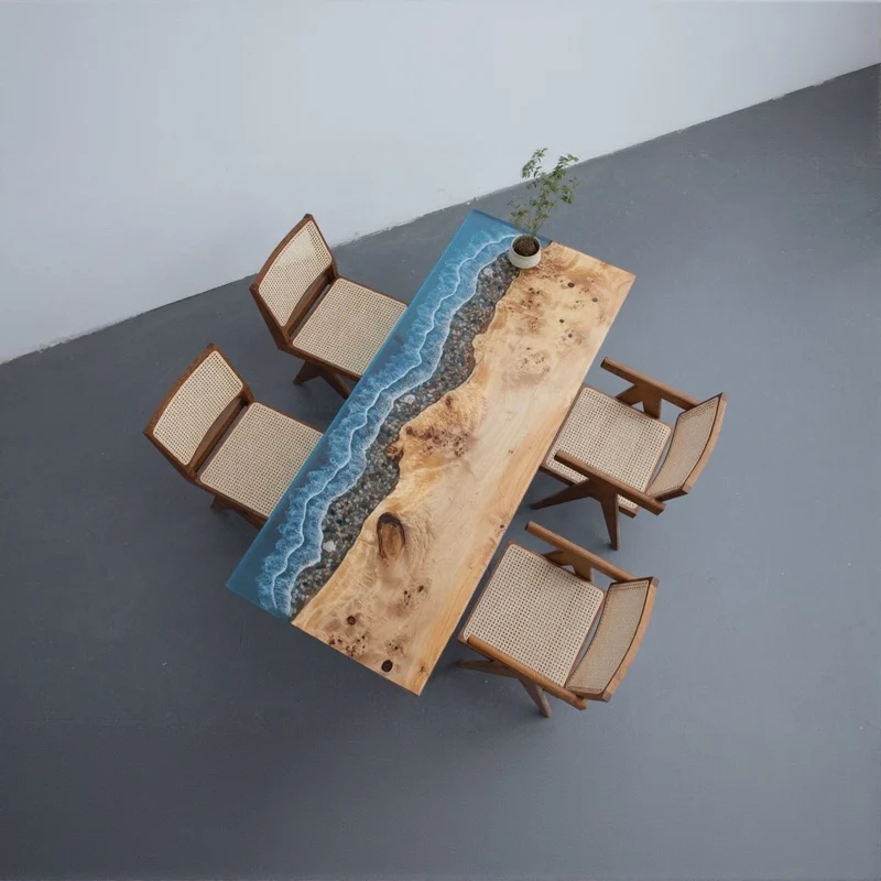 Dynamic Wave Poplar Wood Resin Table