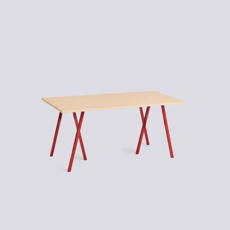 Loop Stand L160 × B77,5 × H74 cm Matbord klarlackerad ekfaner, Maroon red – pulverlackerat stål