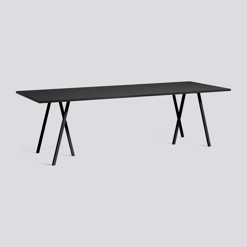 Loop Stand L250 × B92,5 × H74 cm Matbord Black – linoleum, Black – pulverlackerat stål