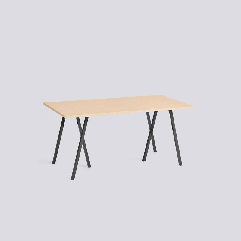 Loop Stand L160 × B77,5 × H74 cm Matbord klarlackerad ekfaner, Black – pulverlackerat stål