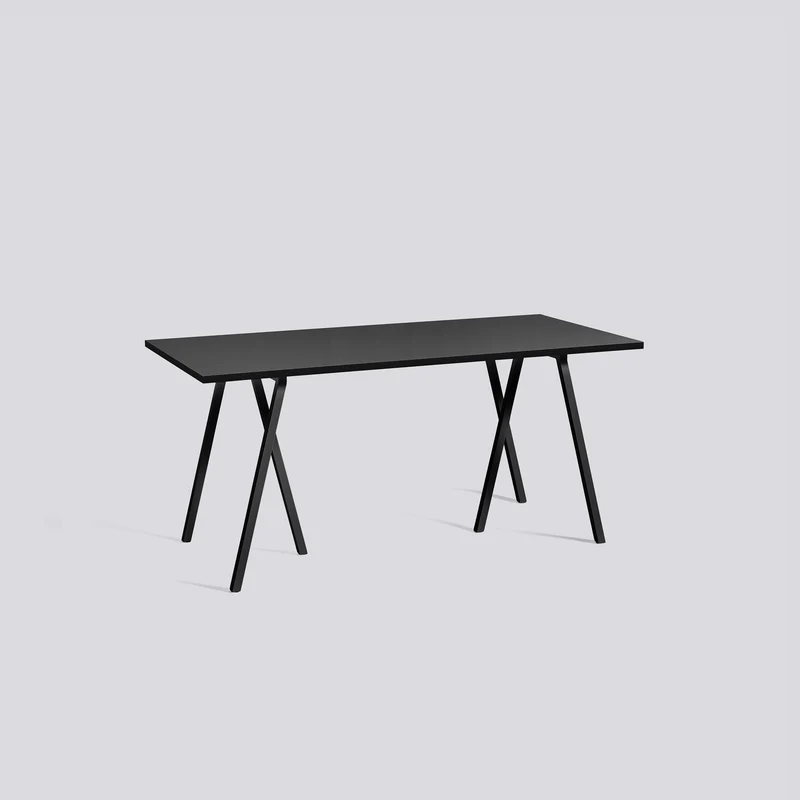 Loop Stand L160 × B77,5 × H74 cm Matbord Black – linoleum, Black – pulverlackerat stål
