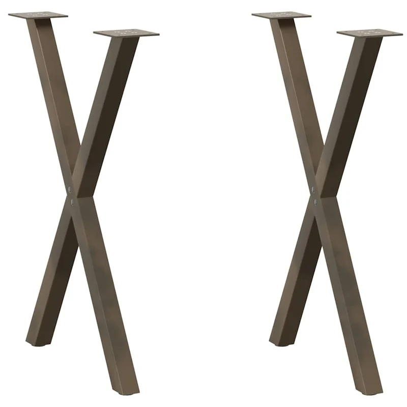 Matbordsben X-formade 2 st naturstål 50x(72-73) cm stål