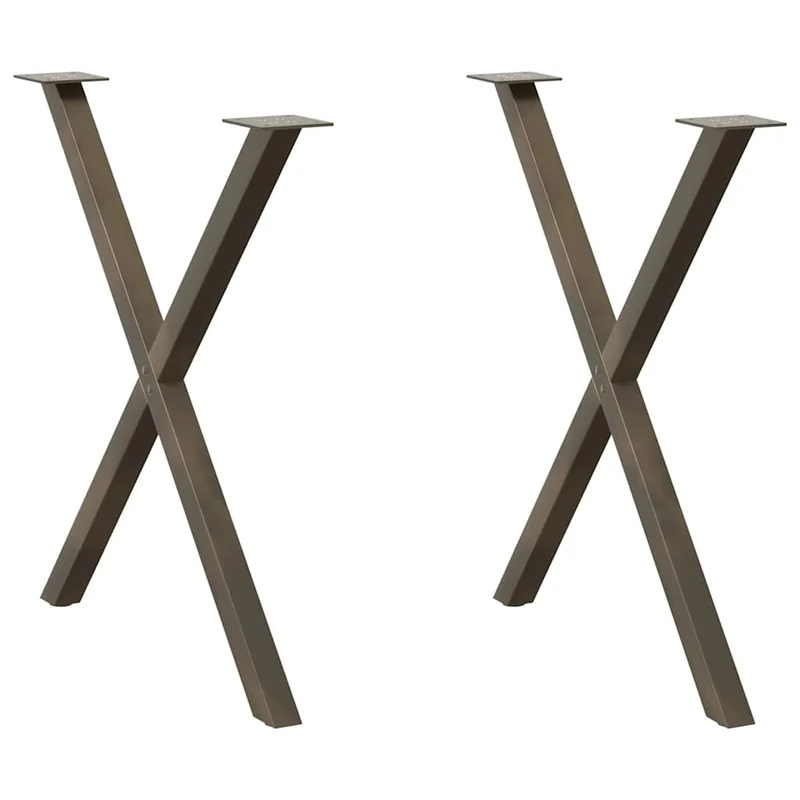 Matbordsben X-formade 2 st naturstål 70x(72-73) cm stål