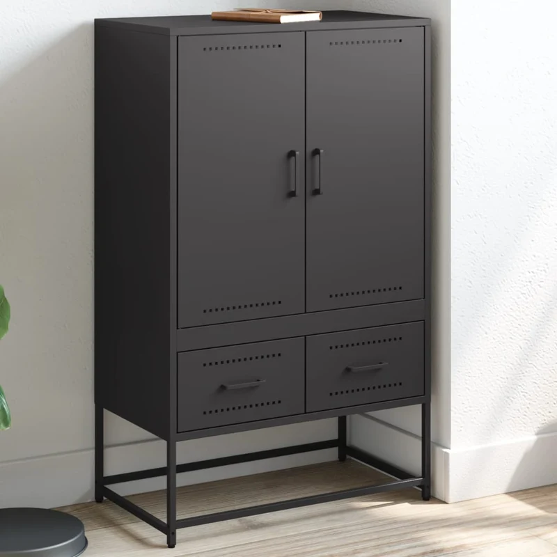 Högskåp svart 68x39x111,5 cm stål