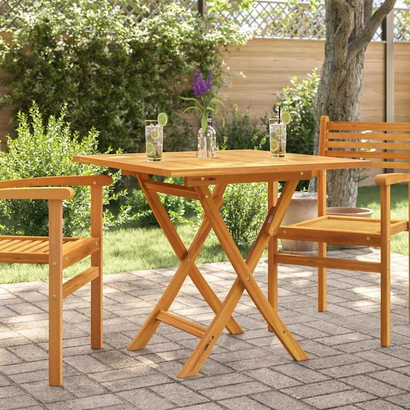 Hopfällbart trädgårdsbord 85x85x76 cm massiv teak