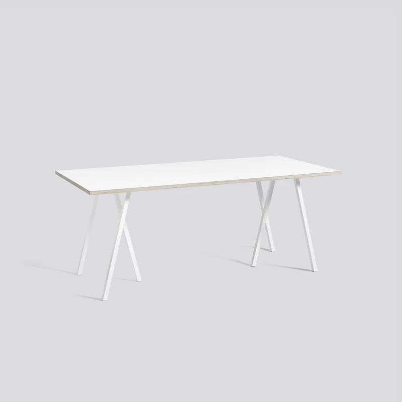 Loop Stand L180 × B87,5 × H74 cm Matbord White – laminat, White – pulverlackerat stål