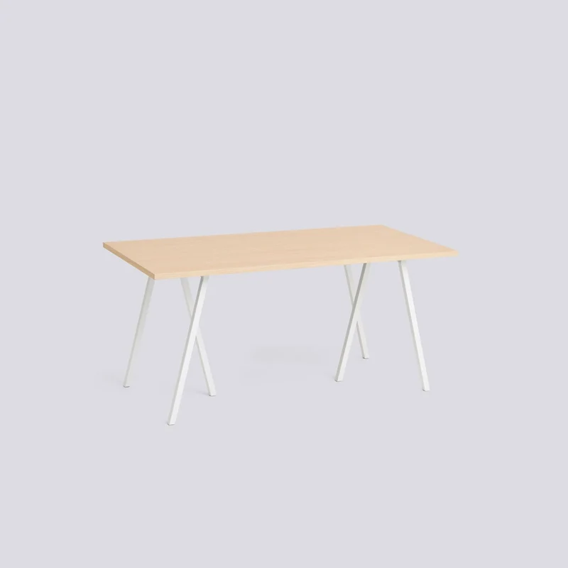 Loop Stand L160 × B77,5 × H74 cm Matbord klarlackerad ekfaner, White – pulverlackerat stål