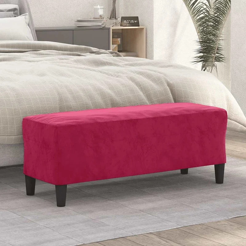 Bänk vinröd 100x35x41 cm sammet