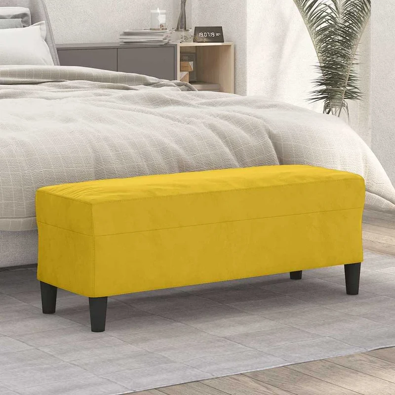 Bänk gul 100x35x41 cm sammet