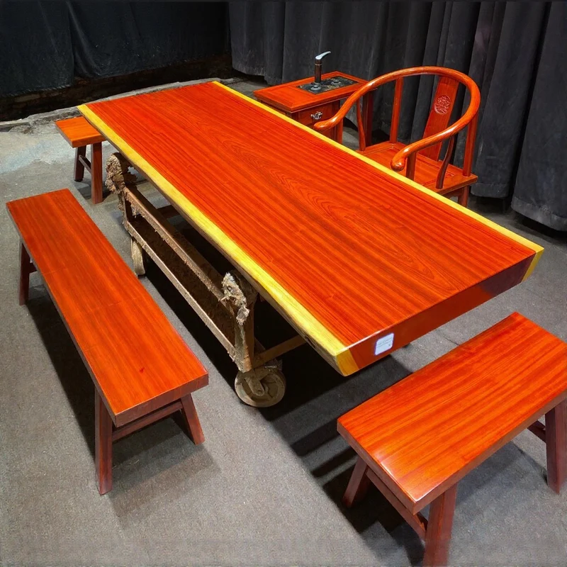 Infinity Live Edge Padauk Wood Slab Table