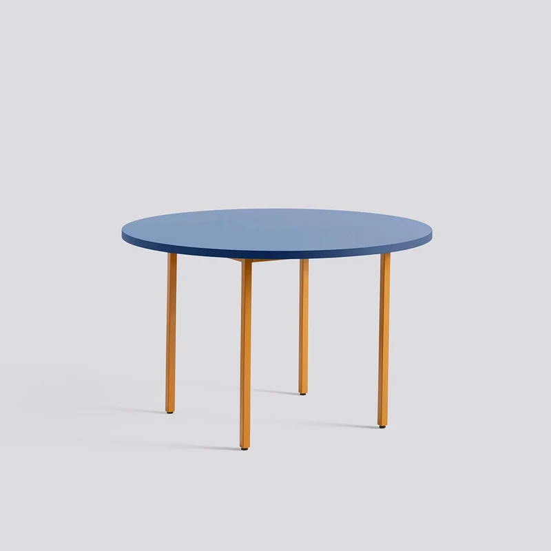 Two-Colour Ø120 × H74 cm Matbord Blue, Ochre – pulverlackerat stål
