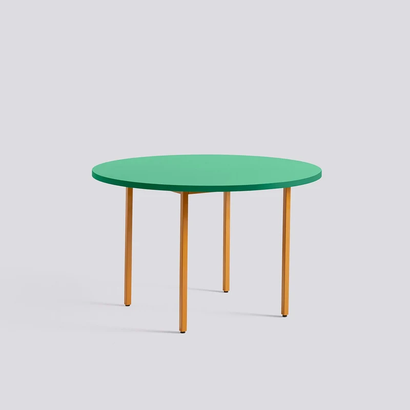 Two-Colour Ø120 × H74 cm Matbord Green mint, Ochre – pulverlackerat stål