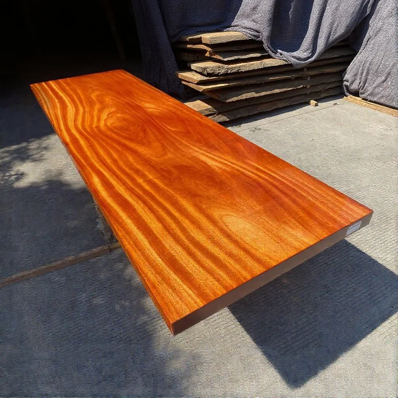 Radiance Large Straight Cut Sapele Wood Slab Table