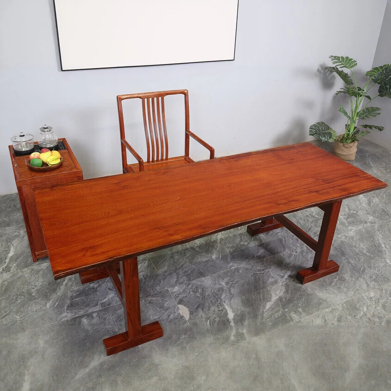 Red Color Sapele Wood Slab Table