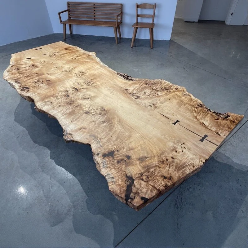 Prism Poplar Wood Slab Table