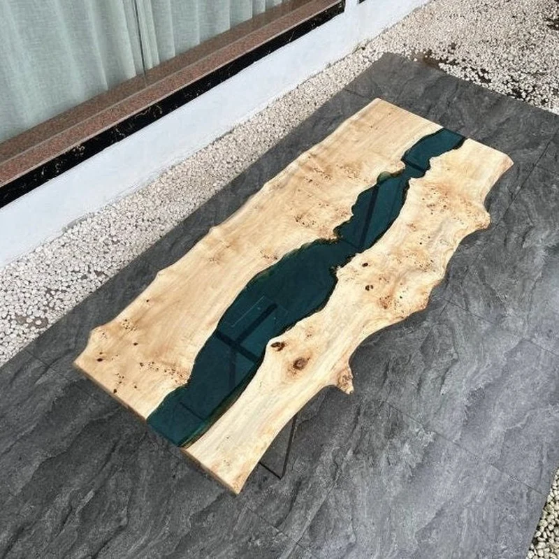 Elysian Light Color Wood River Epoxy Table