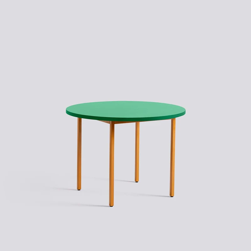 Two-Colour Ø105 × H74 cm Matbord Green mint, Ochre – pulverlackerat stål