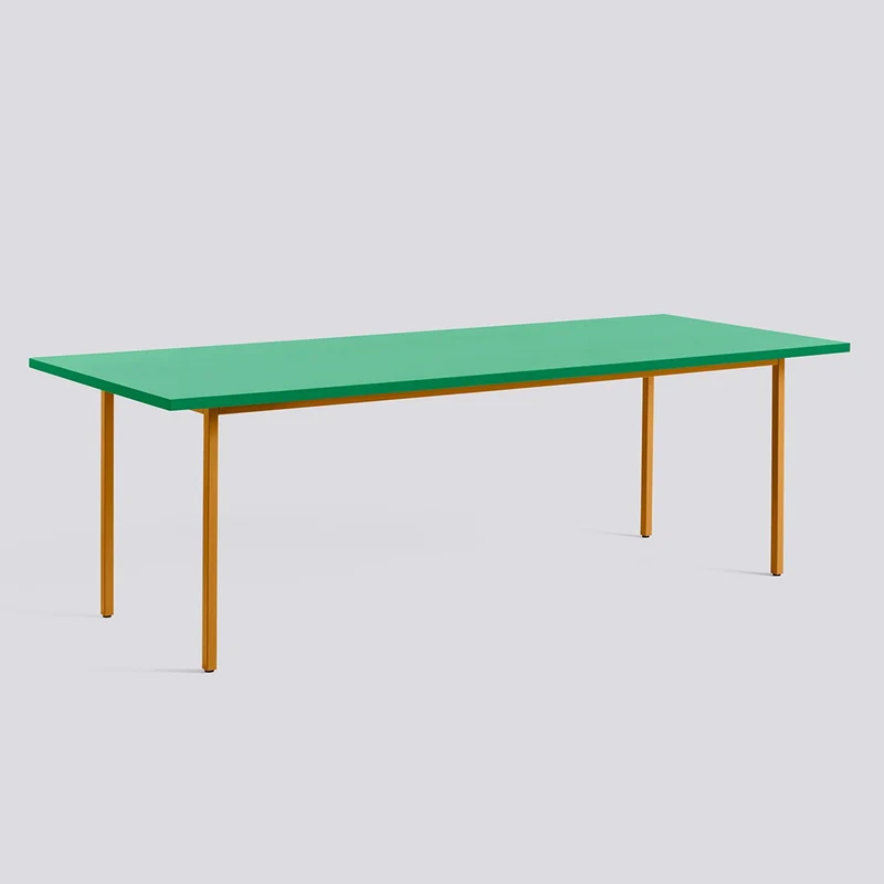 Two-Colour L240 × B90 × H74 cm Matbord Green mint, Ochre – pulverlackerat stål