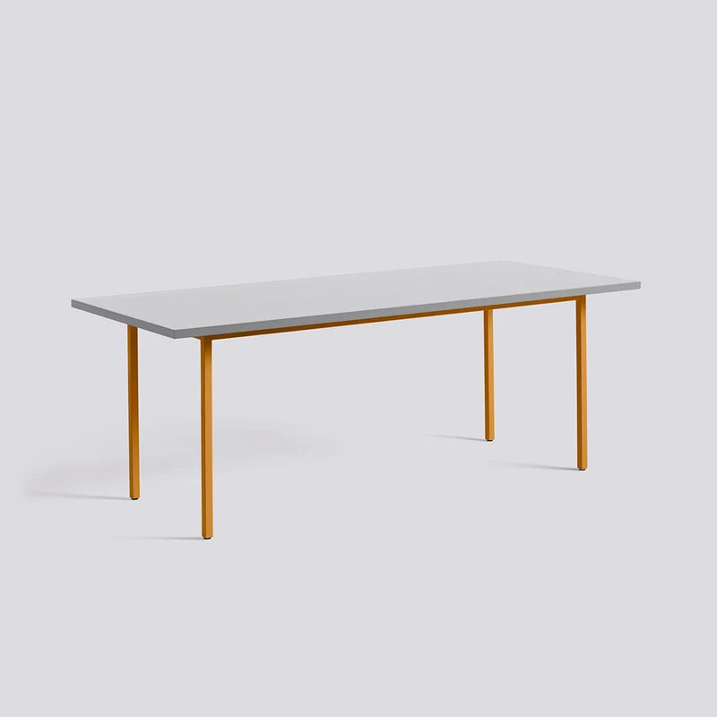 Two-Colour L200 × B90 × H74 cm Matbord Light grey, Ochre – pulverlackerat stål